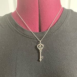 Jane Seymour Open Heart Key - black and White diamonds